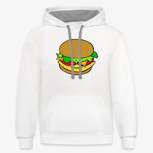 Comic Burger - Unisex Contrast Hoodie