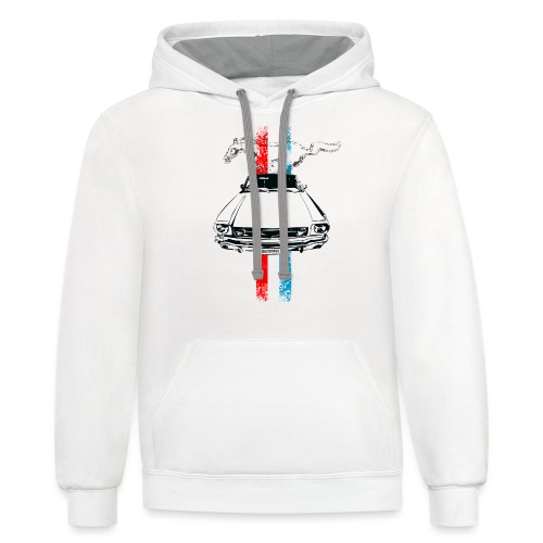 auto_mustang_stripes_distressed - Unisex Contrast Hoodie