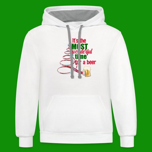 Most Wonderful Time For A Beer - Unisex Contrast Hoodie