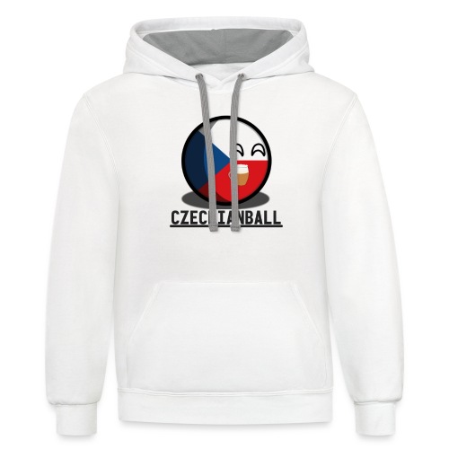 Czechianball holding a beer with text! - Unisex Contrast Hoodie