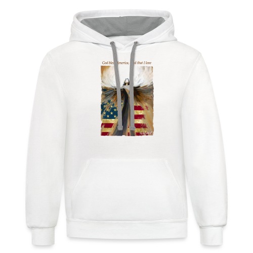 God bless America Angel_Strong color_Brown type - Unisex Contrast Hoodie