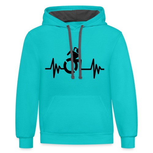 Wheelchair girl with a heartbeat. frequency # - Unisex Contrast Hoodie