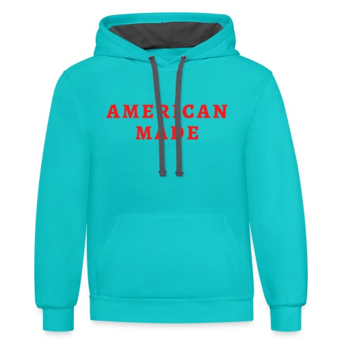 AMERICAN MADE (in red letters) - Unisex Contrast Hoodie