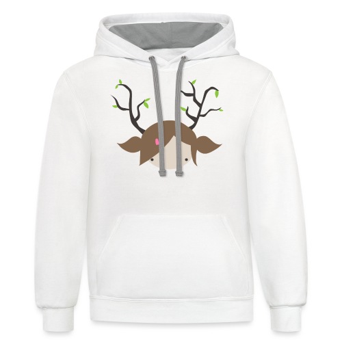 RiotPanda - Deer Girl with Brown/Green Heart Logo - Unisex Contrast Hoodie