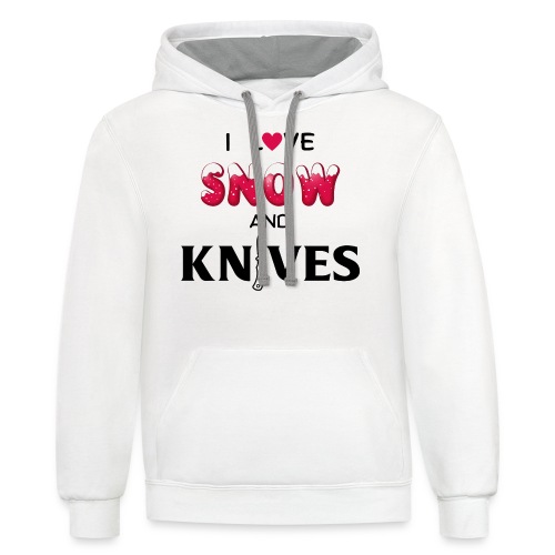 I Love Snow and Knives - Unisex Contrast Hoodie