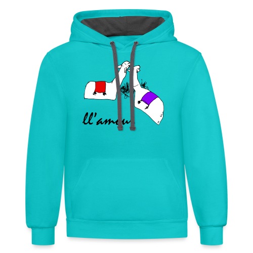 Llamour (color version). - Unisex Contrast Hoodie
