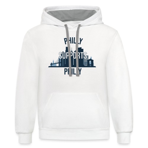 Philly Supports Philly skyline blue transparentbg - Unisex Contrast Hoodie