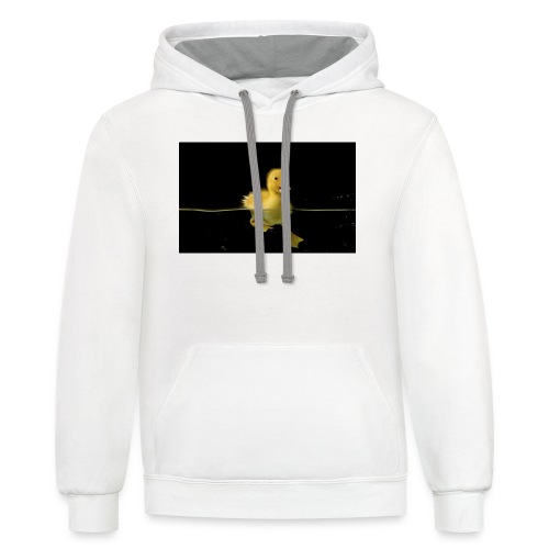 Lonely duckling water black background 1920x1200 - Unisex Contrast Hoodie
