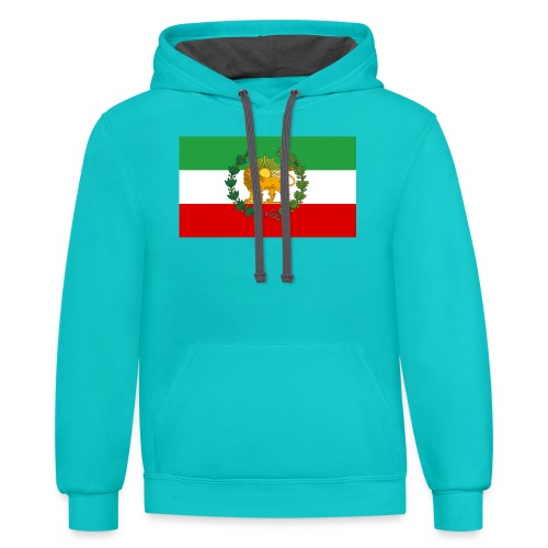 Flag of Iran Lion and Sun - Unisex Contrast Hoodie