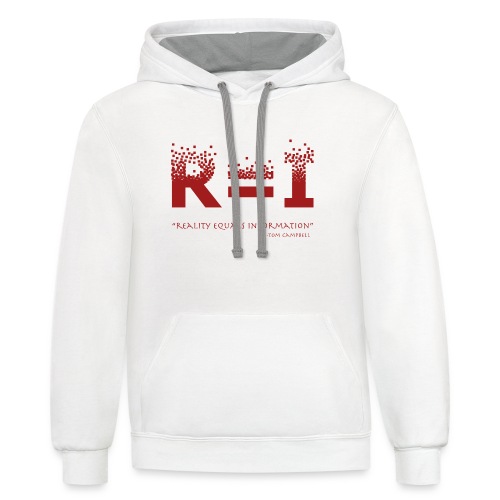R=I --- Reality equals Information - red design - Unisex Contrast Hoodie