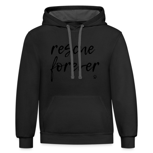Rescue Forever Cursive Large - Unisex Contrast Hoodie