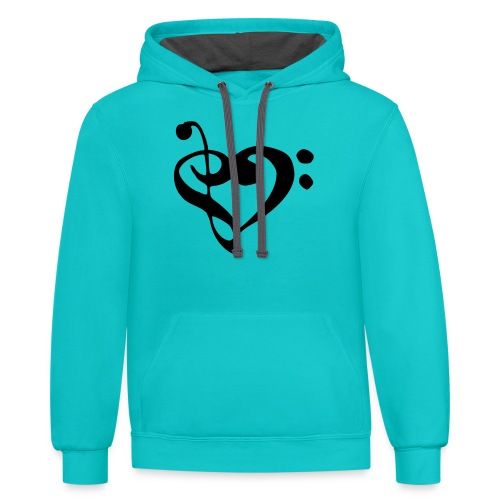 musical note with heart - Unisex Contrast Hoodie
