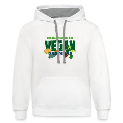 Change what you eat, change the world - Vegan - Unisex Contrast Hoodie