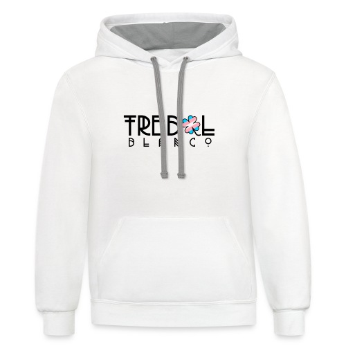 TB Stacked Logo with Trans PRIDE clover - Unisex Contrast Hoodie