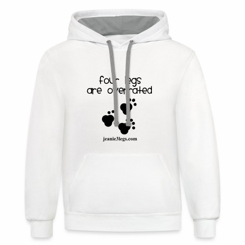 Jeanie Paw Prints Four Legs Are Overrated - Unisex Contrast Hoodie