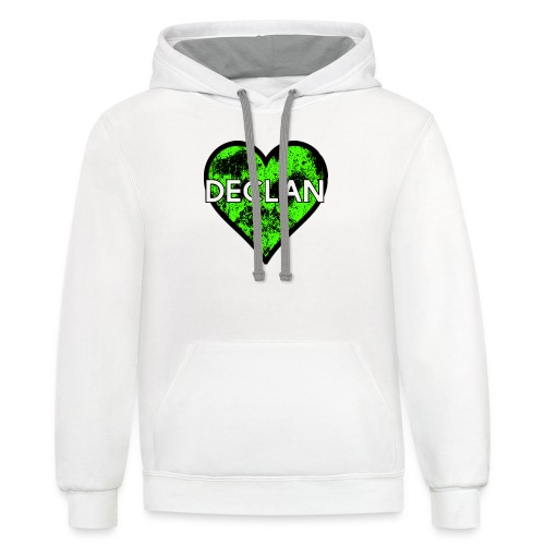 DECLAN Green Heart Transparent Logo - Unisex Contrast Hoodie