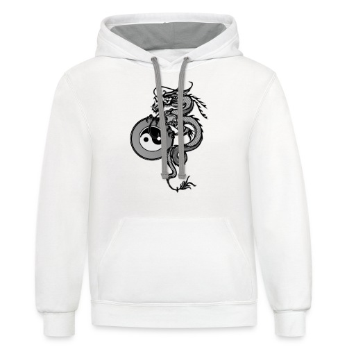 dragon with yin yang - Unisex Contrast Hoodie