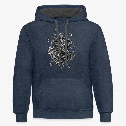 Dagger And Snake - Unisex Contrast Hoodie