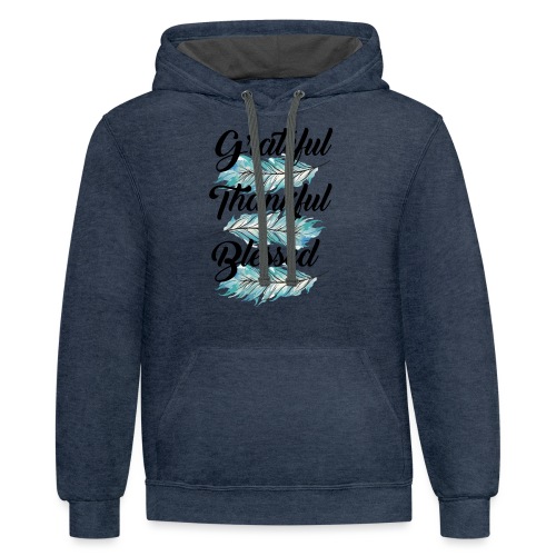 feather blue grateful thankful blessed - Unisex Contrast Hoodie