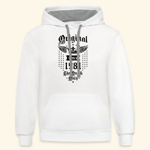 Original Since 1981 The One and Only Crown Wings - Unisex Contrast Hoodie