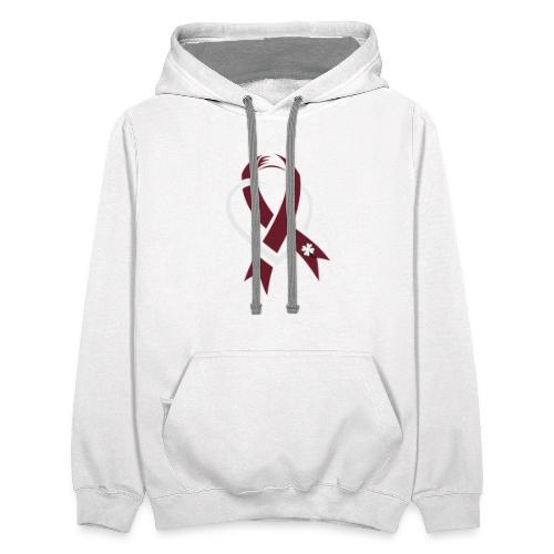 TB Multiple Myeloma Awareness Ribbon and Heart - Unisex Contrast Hoodie