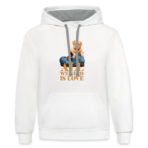 Cute Puppy Dog Love Collection - Unisex Contrast Hoodie