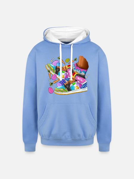 Easter Sneakers - Unisex Contrast Hoodie - sky blue/white