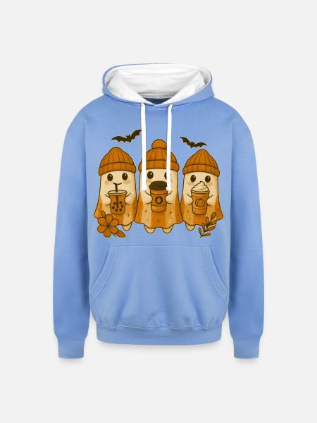 ghosts ghost - Unisex Contrast Hoodie - sky blue/white