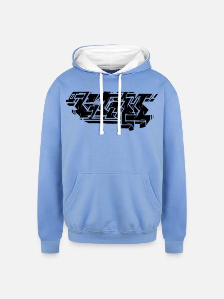 Graffiti Piece - Black - Unisex Contrast Hoodie - sky blue/white