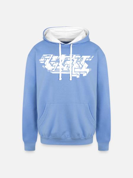 Graffiti Piece - White - Unisex Contrast Hoodie - sky blue/white
