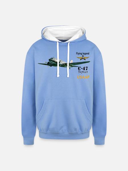 C-47 - Unisex Contrast Hoodie - sky blue/white
