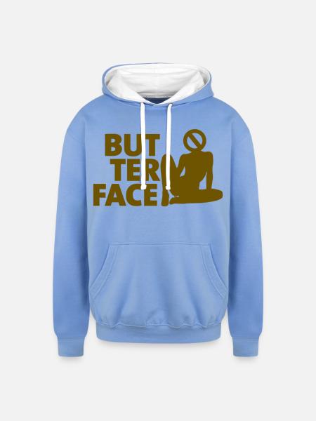 Butter Face - Unisex Contrast Hoodie - sky blue/white