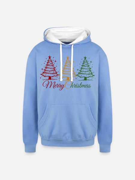 Christmas - Unisex Contrast Hoodie - sky blue/white