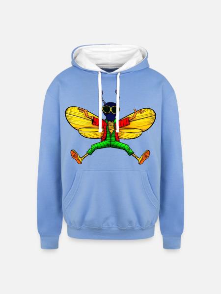 Fly Yogi - Unisex Contrast Hoodie - sky blue/white
