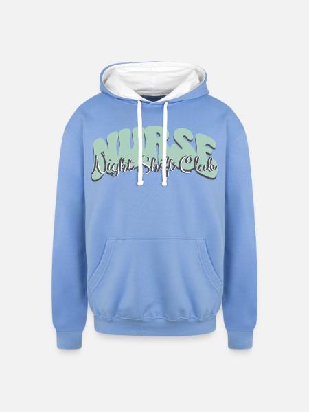 Nurse Night Shift Club - Unisex Contrast Hoodie - sky blue/white