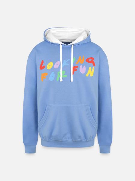 Looking for Fun - Unisex Contrast Hoodie - sky blue/white