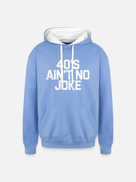 40s Ain't No Joke - Unisex Contrast Hoodie - sky blue/white