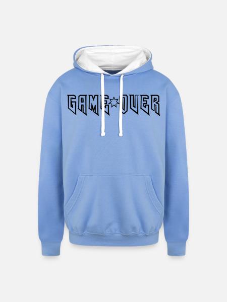 GAME_OVER - Unisex Contrast Hoodie - sky blue/white