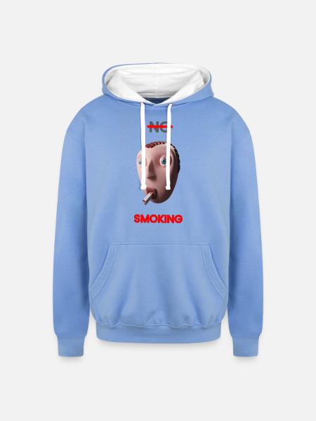 No smoking Art - Unisex Contrast Hoodie - sky blue/white