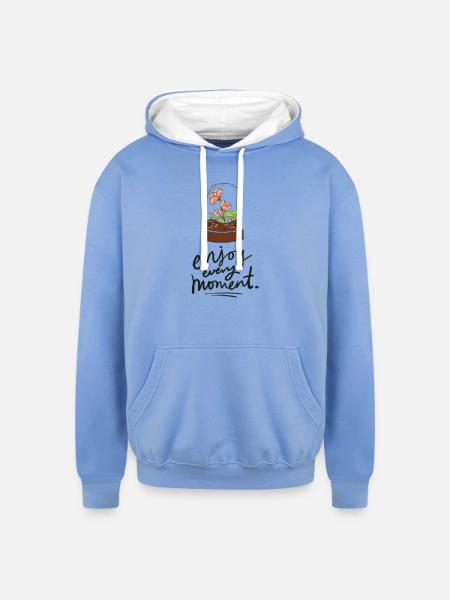 Terrarium Bloom Moment - Unisex Contrast Hoodie - sky blue/white