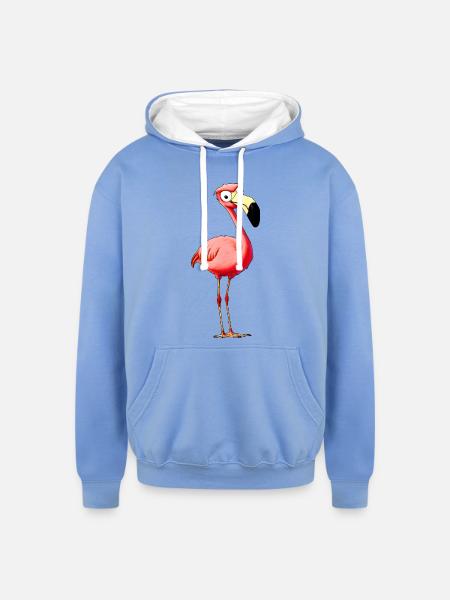 Flamingos Style - Unisex Contrast Hoodie - sky blue/white