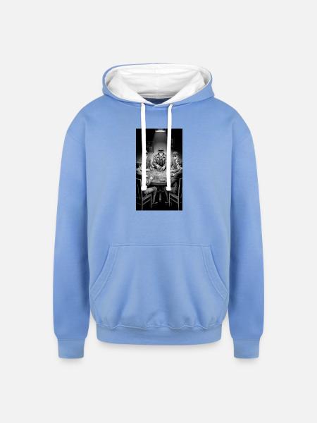Noir Poker Roundtable - Unisex Contrast Hoodie - sky blue/white