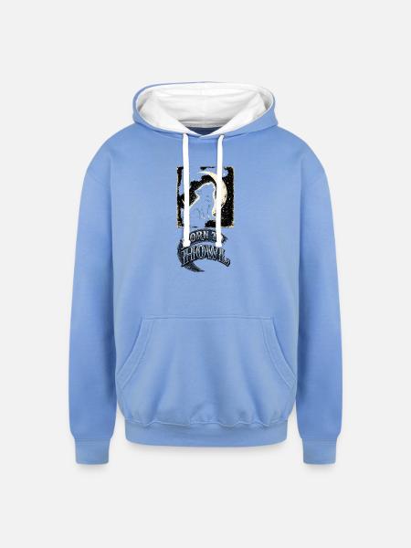 Moonlit Wolf Howl - Unisex Contrast Hoodie - sky blue/white