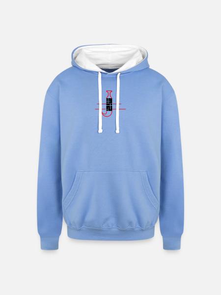 Neon Grid Microchip Icon - Unisex Contrast Hoodie - sky blue/white