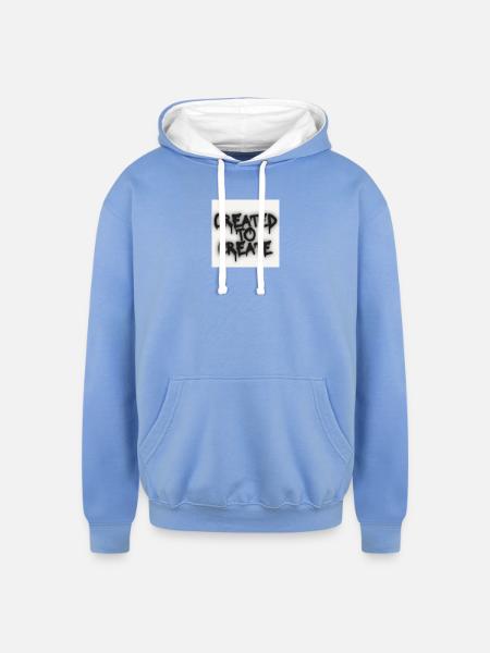 Created to Create - Unisex Contrast Hoodie - sky blue/white