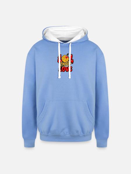 Loyalty Over Love Cartoon Emblem - Unisex Contrast Hoodie - sky blue/white