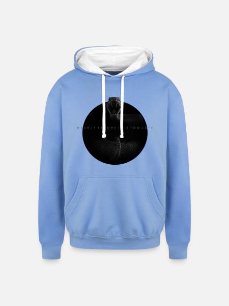 Midnight Coiled Rattlesnake Warning - Unisex Contrast Hoodie - sky blue/white