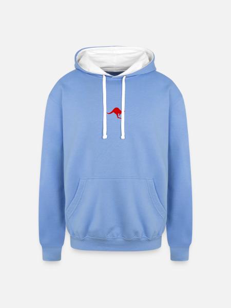 red kangaroo - Unisex Contrast Hoodie - sky blue/white