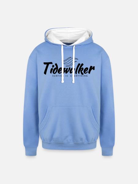 Tribal-Tidewalker-Surfboard-African-Symbol-Art - Unisex Contrast Hoodie - sky blue/white