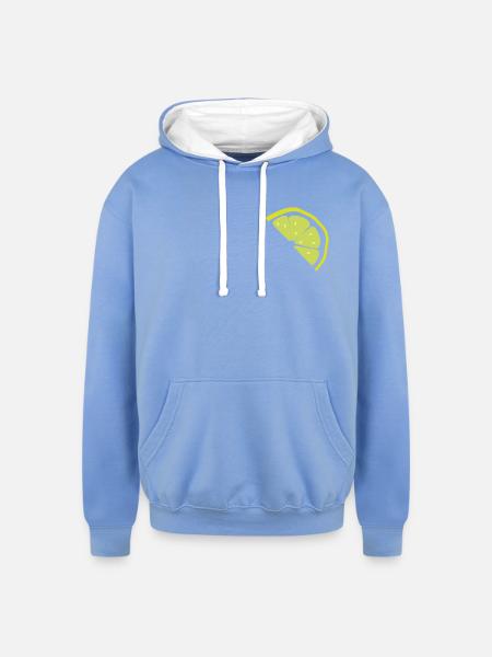 Lemon Slice Neon Pop - Unisex Contrast Hoodie - sky blue/white